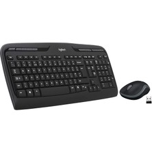 MK330 Kablosuz Klavye ve Mouse Seti, Multimedya Tuşları, Sıvı Dökülmesine Dayanıklı, 10 M Kullanım Mesafesi, Türkçe Q Klavye, Siyah
