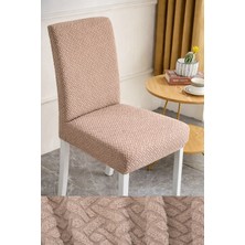 (6 Adet) Tuğla Desen Likrali Kumaş Sandalye Örtüsü, Lastikli, Esnekli ,kaliteli Sandalye Kılıfı