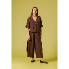 Nisan Triko Kısa Kollu Düğmeli Bluz