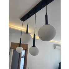 Class Aydınlatma Abajur 4 Lü Masa Üstü Yumurta Cam Sarkıt Siyah Renk