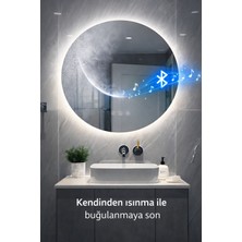 Digital Hayat Bluetooth Hoparlörlü Yuvarlak LED Akıllı Banyo Aynası - Buğu Önleyici Dokunmatik Modern Ayna