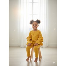 Selvira Kız Çocuk Sarı Volan Kol Bluz + Pantolon Takım 2/5 Yaş
