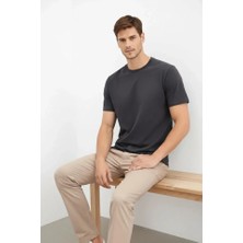 Veralya Erkek Bisiklet Yaka Tişört Regular Kalıp Basic Pamuklu Günlük Kullanım Tshirt