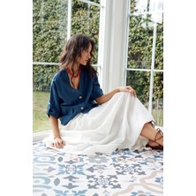 Nisan Triko Kısa Kollu Düğmeli Bluz