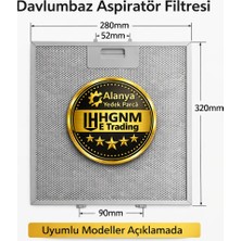 Hgnm E-Trading 00363095 Davlumbaz filtresi 320 x 280 mm Davlumbaz yağ filtresi Mutfak aspiratörü Alüminyum - 32x28 cm Süzgeç Kaset Filtre Teli