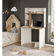 L'occi Concept Saint 90 cm Genç Çocuk Çalışma Masası Bilgisayar Laptop Kitaplık Raf Çam-Beyaz SN2-AW