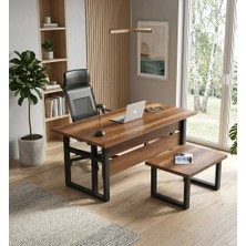 L'occi Concept March AB Metal Ofis Çalışma Masası Sehpa 2'li Büro Takımı Antrasit Renk Modern Tasarım  MR07-BA