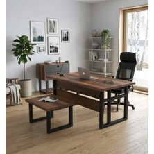 L'occi Concept March Abc Ofis Masa Sehpa Keson 3'lü Metal Ayak Büro Masa Takımı Barok-Antrasit MR08-BA