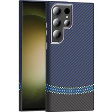 Samsung Galaxy S24 Ultra Uyumlu Kılıf M-Safe Şarj Özellikli Karbon Fiber Görünümlü Zore Gros Kapak