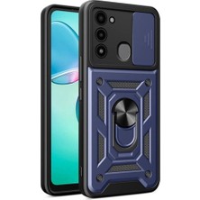 Tecno Spark 8c Uyumlu Kılıf Magnetik Standlı Kamera Korumalı Zore Sürgülü Vega Kapak
