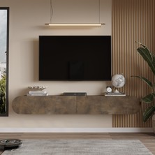 L'occi Concept Donyell 180 cm Oval Kapaklı Tv Ünitesi Modern Duvara Monte Tv Sehpası  Bronz Don1-Pb