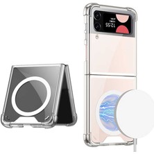 Samsung Galaxy Z Flip 3 Uyumlu Kılıf Wireless Şarj Özellikli Airbagli Zore Kıpta Anti Shock M-Safe Kapak