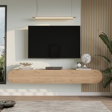 L'occi Concept Donyell 180 cm Oval Kapaklı Tv Ünitesi Modern Duvara Monte Tv Sehpası Sepet Don1-S