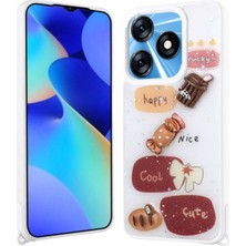 Tecno Spark 10C Uyumlu Kılıf Parlayan Simli Kabartma Figürlü Zore Cevze Kapak