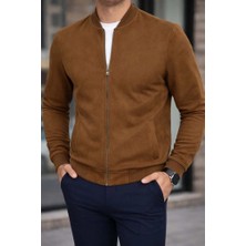 Veralya Erkek Uzun Kollu Önden Fermuarlı Süet Ceket