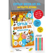 Parodi Yayınları Çiftlik Boya ve Sil Aktivite Kitabı | 4 Renk Jumbo Keçeli Kalem ve Silgi Hediyeli
