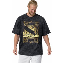 Sevbano LED Zeppelin Rock Metal Müzik Grubu Baskılı Unisex Oversize Vintage Yıkamalı Tişört