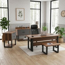 L'occi Concept March Abcd Ofis Masa Sehpa Keson Konsol 4'lü Metal Ayak Büro Masa Takımı Barok-Antrasit