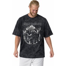 Sevbano Iron Maiden Rock Metal Müzik Grubu Baskılı Unisex Oversize Vintage Yıkamalı Tişört