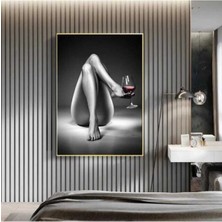  4K Hd Kalite Mgi Design Dekoratif Women & Wine Hd Dijital Baskı Dikey Kanvas Tablo Yatak Odası Salon Dekoru