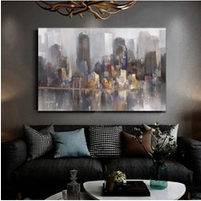  4K Hd Kalite Mgi Design Yağlı Boya Görünümlü Boya Görünümlü Şehir Manzarası Silüeti Hd Dijital Baskı Yatay Kanvas Tablo