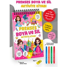 Parodi Yayınları Prenses Boya ve Sil Aktivite Kitabı | 4 Renk Jumbo Keçeli Kalem ve Silgi Hediyeli
