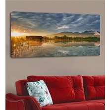  4K Hd Kalite Mgi Design Göl Doğa Manzara Yatay Panoramik Hd Dijital Baskı Kanvas Tablo Şık Salon Tablosu