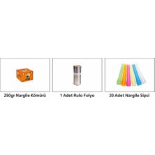 Puffstore Nargile Aksesuar SETI|250 gr Nargile Kömürü + Rulo Nargile Folyosu + 20 Adet Nargile Sipsi