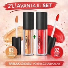 New Well Shiny Liquid Lipgloss 02 & 03 Dudak Parlatıcısı 2’li Set – Parlak Görünüm Uzun Süre Kalıcı Lip Gloss