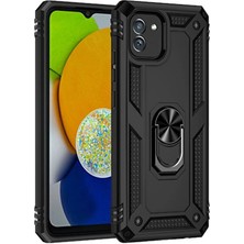 Hnrlishp Newface  Galaxy A03 Kılıf Sofya Yüzüklü Silikon Kapak - Siyah
