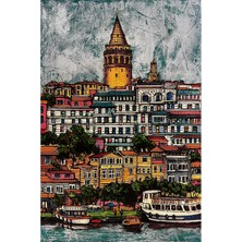  4K Hd Kalite Mgi Design Galata Kulesi Yağlıboya Kanvas Tablo