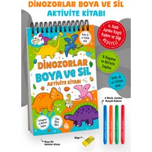 Parodi Yayınları Dinozorlar Boya ve Sil Aktivite Kitabı | 4 Renk Jumbo Keçeli Kalem ve Silgi Hediyeli