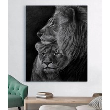  4K Hd Kalite Mgi Design Aslan Leopar Siyah Beyaz Dekoratif Hd Baskı Kanvas Tablo Hd Dijital Baskı Dikey Kanvas Tablo