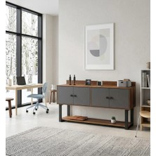 L'occi Concept March D Ofis Konsol 4 Kapaklı Metal Ayaklı Barok-Antrasit