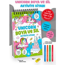 Parodi Yayınları Unicorn Boya ve Sil Aktivite Kitabı | 4 Renk Jumbo Keçeli Kalem ve Silgi Hediyeli