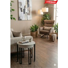 PlatinReyon Metal Ayaklı Yuvarlak Zıgon Sehpa 3 Adet