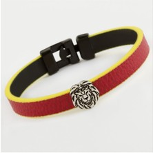 Zero Land Storozde Aslan Kaliteli Suni Deri Bileklik-Kırmızı