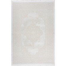 Cinka Home Modern Tasarımlı Halı Yumuşak Doku Saçaklı Tozumaz Tüylenmez Klasik Salon Oturma Odası 7134 Kemik