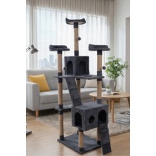 Missidea Cat City Yeni Rezidans Kedi Oyun Evi ve Tırmalama Antrasit