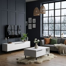 L'occi Concept Leena Tv Ünitesi Orta Sehpa 2'li Set Beyaz LA19-W