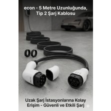 HDF Econ Tip 2 Elektrikli Araç Şarj Kablosu - 5 Metre - 22KW/11KW Uyumlu Taşıma Çantası Hediyeli