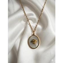 Altın Renk Arı Figürlü Çelik Kararmaz Kolye, Renk Atmaz Kadın Kolye, Çelik Kolye Hediye Kolye