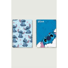 Black-One Stitch Temalı 2'li Set Kareli-Çizgili A5 Metal Spiralli Kalın Bristol Kapak 50 Yp 100 Sayfa A5DEFTER