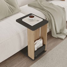 L'occi Concept Sidney Tekerlekli Yan Sehpa C Sehpa Koltuk Sehpası Kitaplıklı Sepet-Antrasit Sıd1-Sa