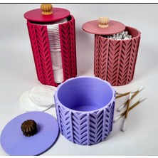 Modern Geometrik Desenli Banyo Düzenleyici Seti - Estetik Pamukluk ve Makyaj Temizleme Ped Kutusu