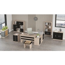 L'occi Concept Diego Abcdefg 7'li Ofis Büro Masa Takımı Meşe-Siyah