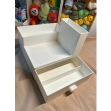 Çekmeceli Masaüstü Organizer – Dikey Bölmeli Kalemlik ve Takı Saklama Kutusu