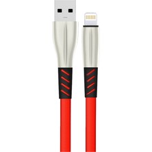 Hnrlishp Konfulon S89 Metal Uçlu Lightning Kablo Iphone Uyumlu 1m 2.4A - Kırmızı