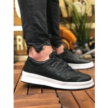 Roof Atelier Erkek Siyah Beyaz Delikli Tasarımlı Bağcıklı Spor Ayakkabı - 040 - Cbt C-Rey