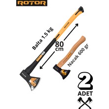 Rotor Fiber + Ahşap Saplı 2’li Balta Nacak Seti